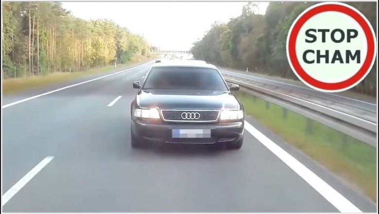 Cwaniak w Audi, któremu bardzo się spieszyło, ale dopadła go karma