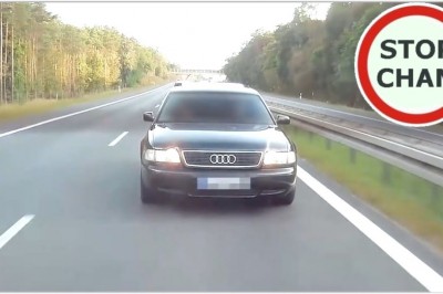 Cwaniak w Audi, któremu bardzo się spieszyło, ale dopadła go karma 