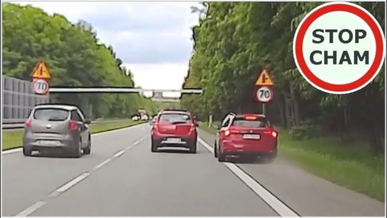 Wyprzedzał pasem awaryjnym i o mało nie potrącił rowerzysty