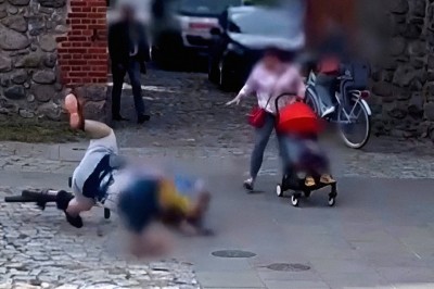 Potrącił rowerem dziewczynkę i uciekł. Grozi mu 30 tys. zł kary - nagranie