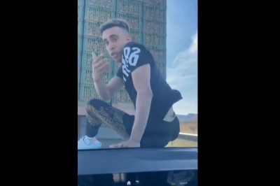 Podczas jazdy wyszedł przez szyberdach i wskoczył na jadącego TIRa