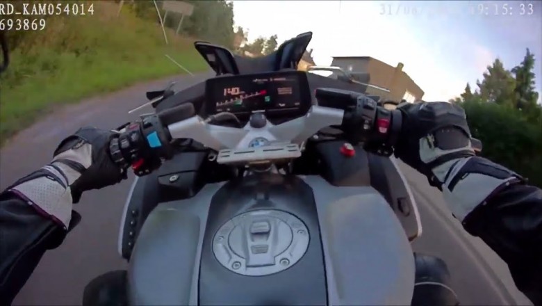 Policjant na motocyklu i pościg za nietrzeźwym motocyklistą - Słupsk
