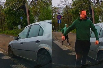 Dzwon na przejściu dla pieszych. Gość wiedział co się stanie