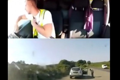 Kurier ratuje przypadkowego kierowcę na poboczu drogi