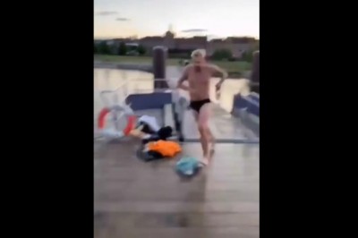 Mietek chciał pokazać jak skacze do wody. Szybko pożałował