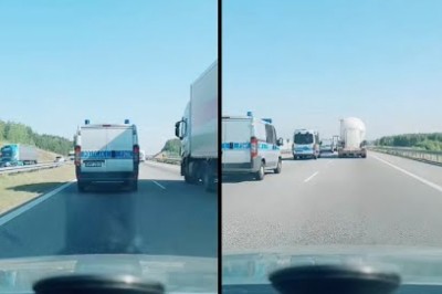 Karetka na sygnale kontra radiowóz. Nie dawali im przejechać