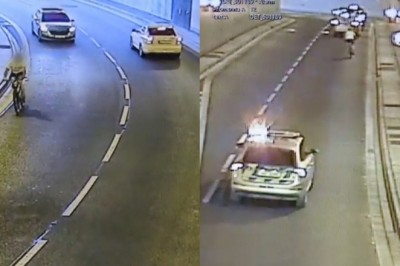 Szalony policyjny pościg za rowerzystą. Uciekał pod prąd w tunelu