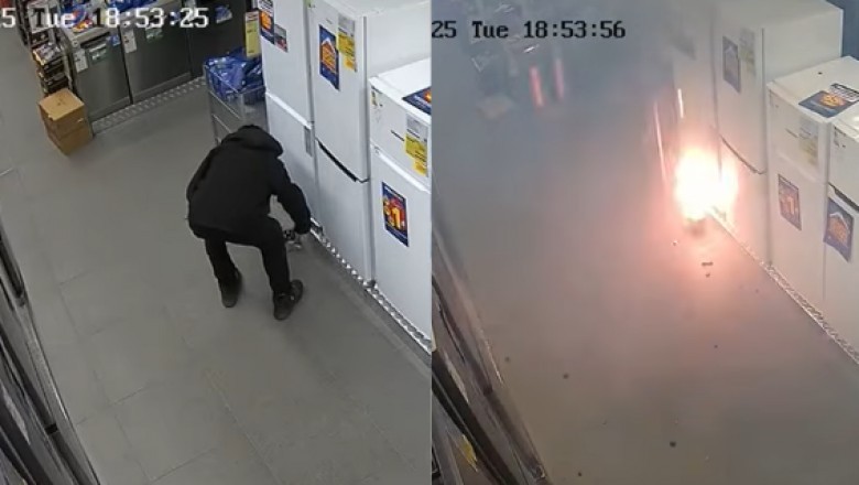 Odpalili fajerwerki w sklepie RTV w Szczecinie żeby ukraść pada. Policja opublikowała nagranie.