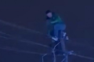 Kilkugodzinna akcja w Gubinie. Mężczyzna wszedł na linie energetyczne, udostępniono nagrania