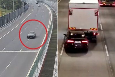 Pędził swoim BMW trzema pasami i skończył na ciężarówce. GDDKiA opublikowało nagranie z Krakowa