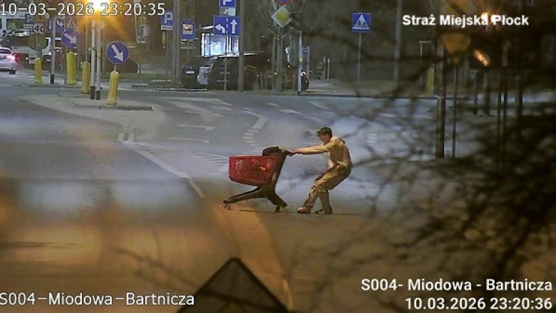 Chciał spełnić zachciankę koleżanki. Urządził jej przejażdżkę wózkiem sklepowym po ulicy w Płocku
