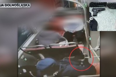 Groził pasażerowi przedmiotem przypominającym broń, bo ten rozmawiał z kolegą. Wszystko zarejestrował monitoring
